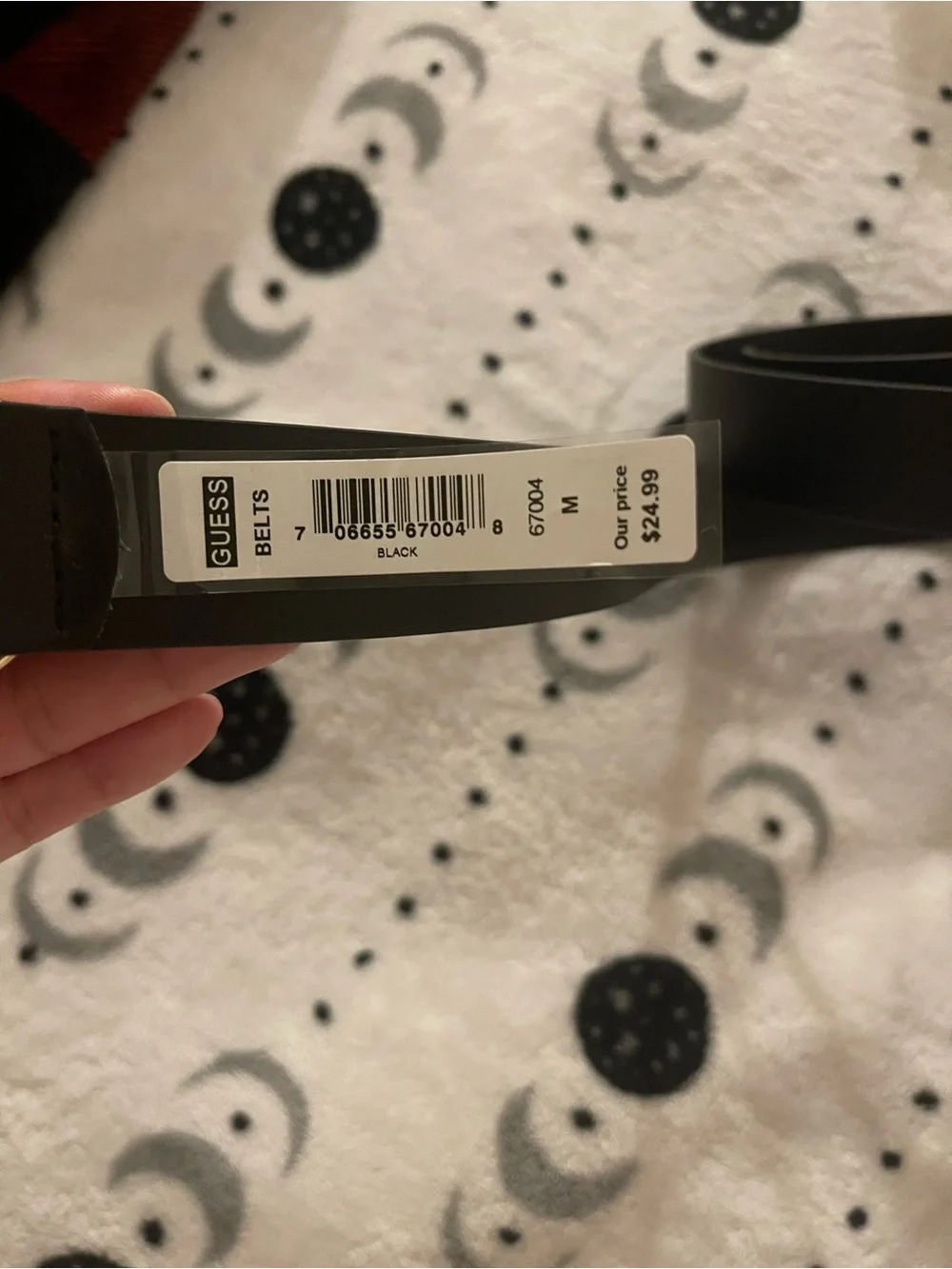 GUESS Black Belt with Gold Logo Circle Buckle